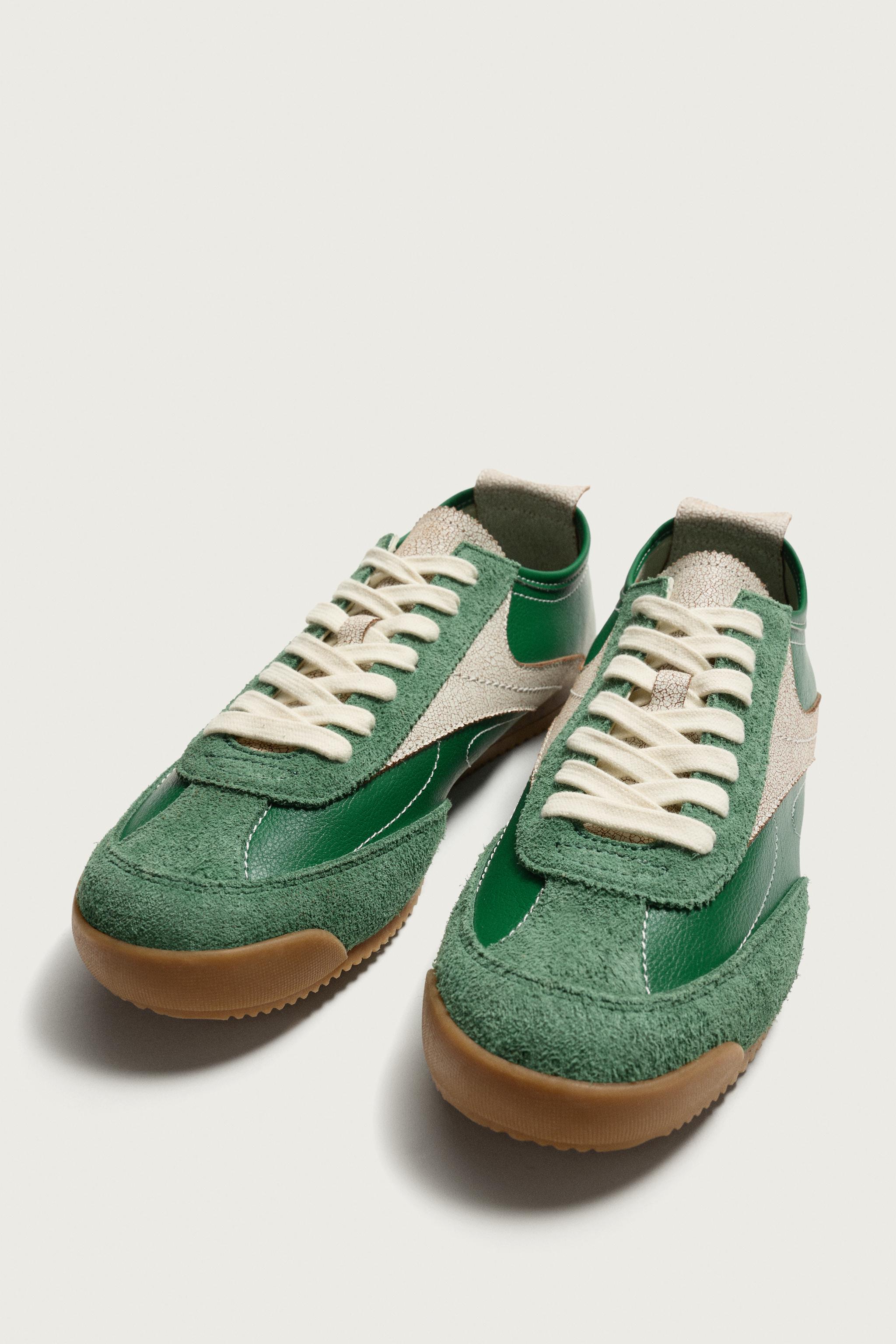 RETRO-STYLE LEATHER DETAIL SNEAKERS
